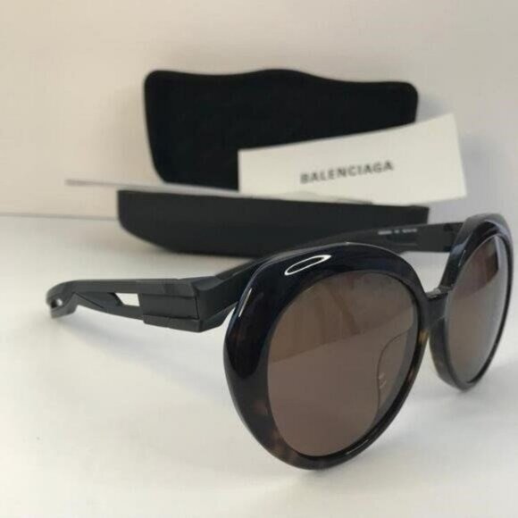 Balenciaga Women\'s BB0024SA BB/0024/SA 001 Havana Fashion Round Sunglasses 56mm\